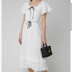 Love Shack Fancy Dress size XS white with black ribbon